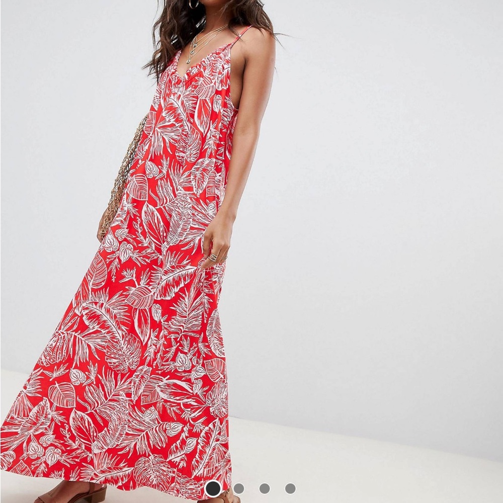 Palm print maxi dress